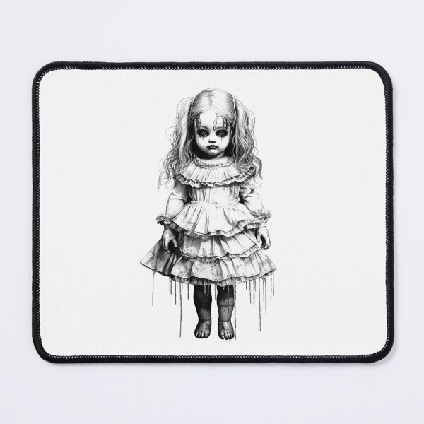 Item preview, Creepy Haunted Doll | Black and White Gothic Horror Illustration designed and sold by inkoutninja.