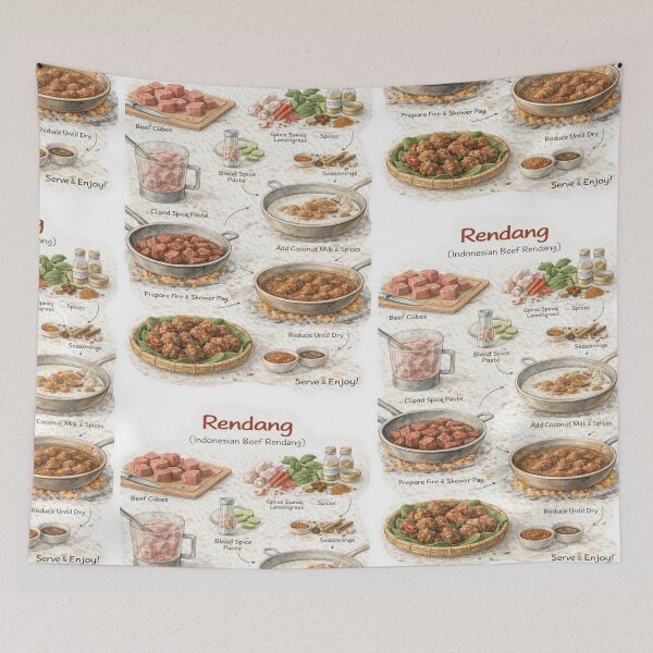 Item preview, Rendang Daging Authentic Recipe Illustration | Indonesian Slow-Cooked Beef Curry Guide designed and sold by fishnsteve.