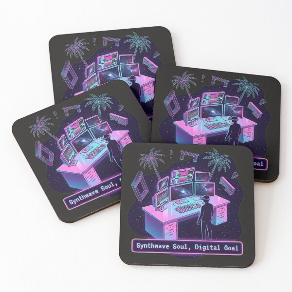 Item preview, Synthwave Soul, Digital Goal – Neon Cyberpunk Workspace Illustration designed and sold by Thaivi Design.