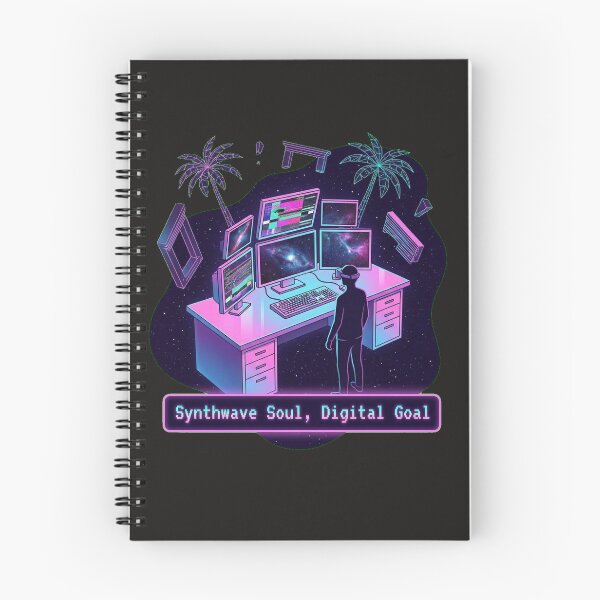 Item preview, Synthwave Soul, Digital Goal – Neon Cyberpunk Workspace Illustration designed and sold by Thaivi Design.