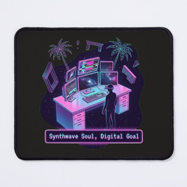 Item preview, Synthwave Soul, Digital Goal – Neon Cyberpunk Workspace Illustration designed and sold by Thaivi Design.