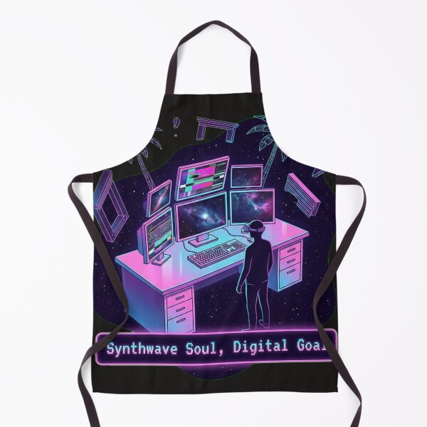 Item preview, Synthwave Soul, Digital Goal – Neon Cyberpunk Workspace Illustration designed and sold by Thaivi Design.