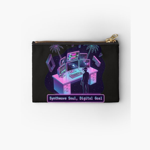 Item preview, Synthwave Soul, Digital Goal – Neon Cyberpunk Workspace Illustration designed and sold by Thaivi Design.