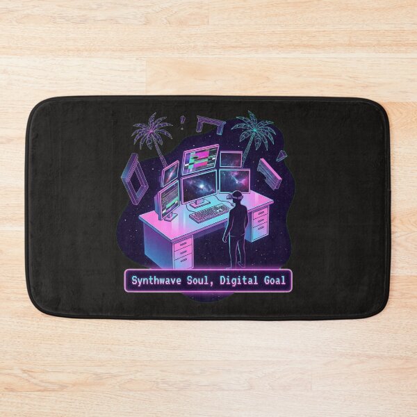 Item preview, Synthwave Soul, Digital Goal – Neon Cyberpunk Workspace Illustration designed and sold by Thaivi Design.