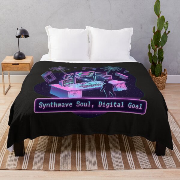 Item preview, Synthwave Soul, Digital Goal – Neon Cyberpunk Workspace Illustration designed and sold by Thaivi Design.