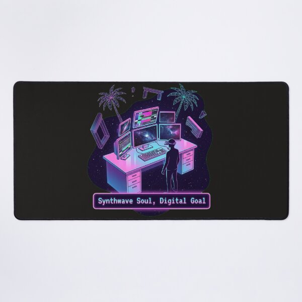 Item preview, Synthwave Soul, Digital Goal – Neon Cyberpunk Workspace Illustration designed and sold by Thaivi Design.