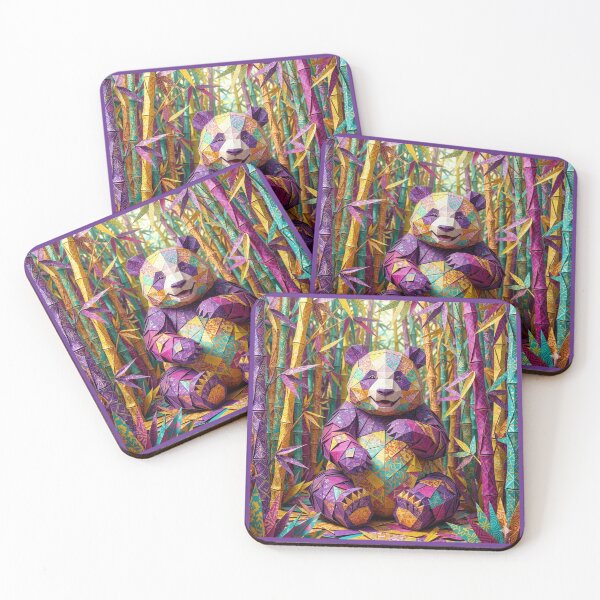 Item preview, Purple Origami Panda Bear in Origami Bamboo Grove  designed and sold by Tridentulus.