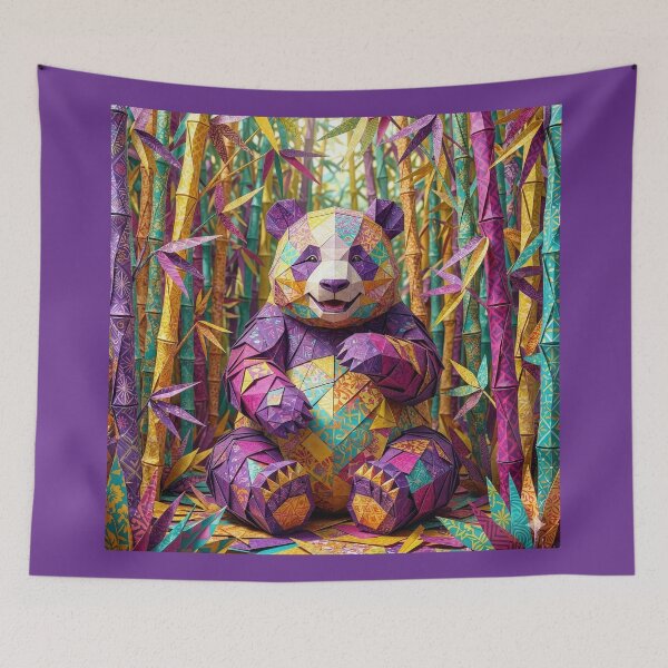 Item preview, Purple Origami Panda Bear in Origami Bamboo Grove  designed and sold by Tridentulus.