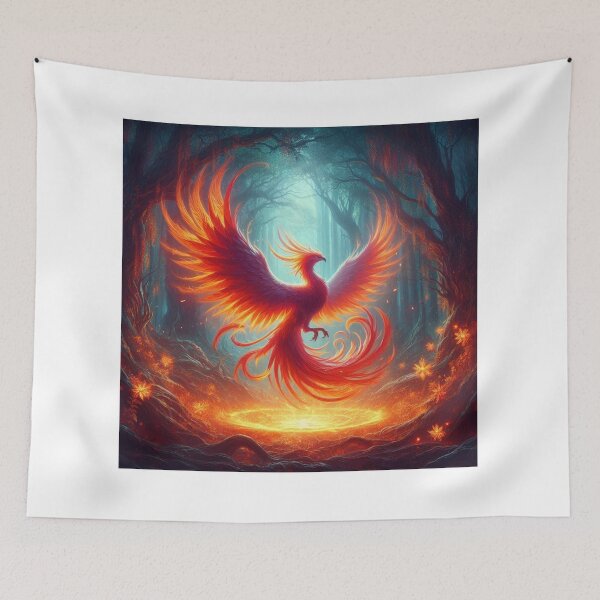 Item preview, Fiery Orange phoenix in Forest designed and sold by kharatsuchita.