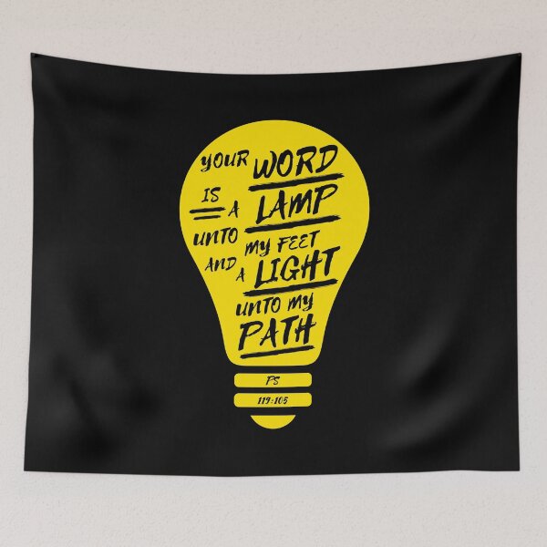 Item preview, Psalm 119:105 Bible Verse Lamp Illustration (KJV) designed and sold by Clothed in Scripture.