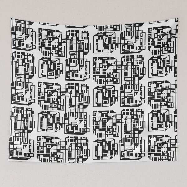 Item preview, Abstract Cube Line Art – Modern Black and White Design designed and sold by Aundys.