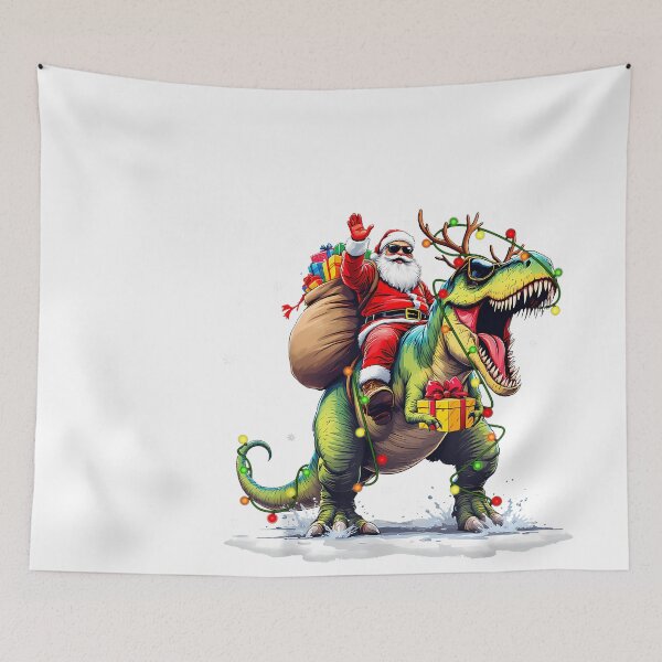 Item preview, Santa Riding Dinosaur T Rex Christmas Boys Men Xmas Squad designed and sold by raelinema9mar1.