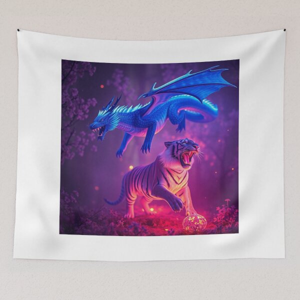 Item preview, Dragon & Tiger Battle Fantasy Art designed and sold by kharatsuchita.