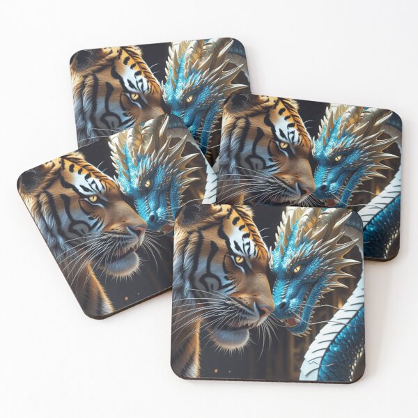 Item preview, Tiger and Dragon Battle Fantasy Art designed and sold by kharatsuchita.