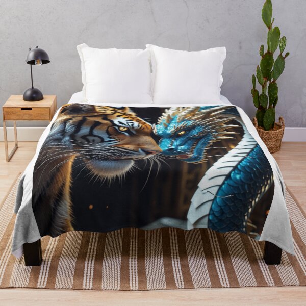Item preview, Tiger and Dragon Battle Fantasy Art designed and sold by kharatsuchita.