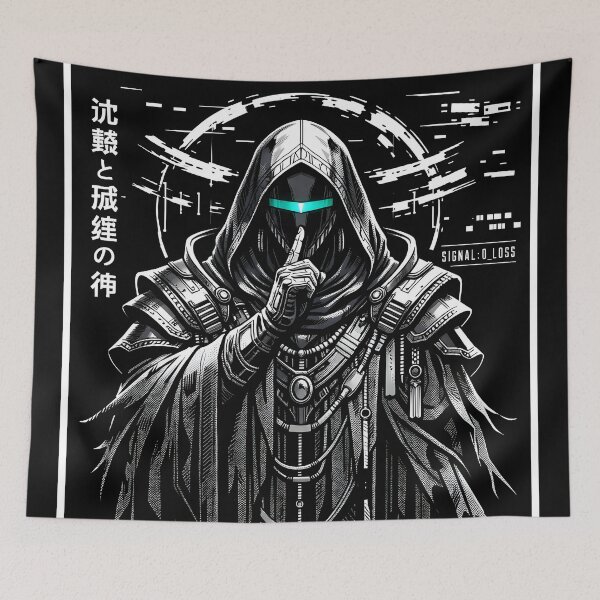Item preview, Solyth-O God of Digital Silence Cyberpunk Aesthetic - Minimalist Dark Techwear Art - Dystopian Solitude Sci-Fi Graphic for Streetwear, Hoodies & Stickers - Futuristic Void Meditation Design designed and sold by Vivaan Studio.