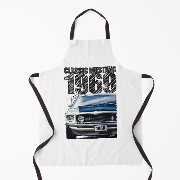 Item preview, 1969 Ford Mustang Mach 1 Wimbleton White – Classic Muscle Car Front View Illustration designed and sold by Petrolhead T-Shirts and Art.