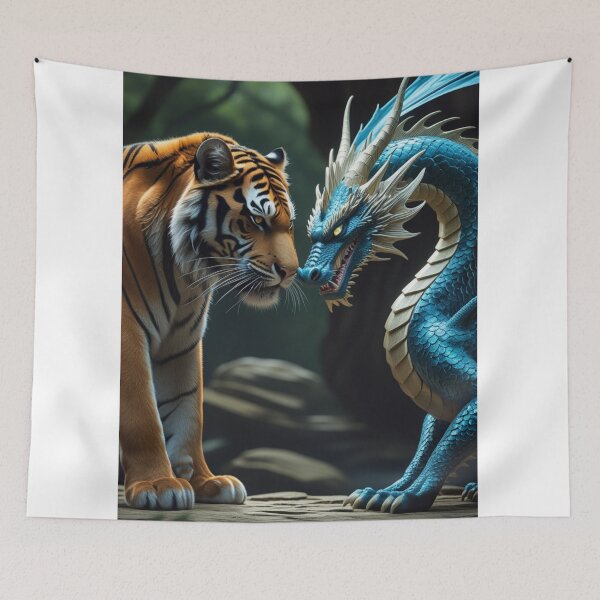 Item preview, Dragon and Tiger Yin Yang Fantasy Art designed and sold by kharatsuchita.