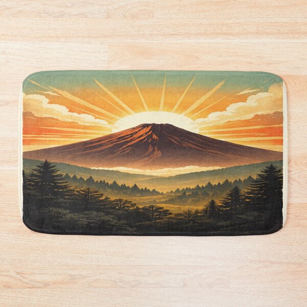 Item preview, Sunrise Volcano Retro Art | Vintage Mountain Landscape Volcano Design designed and sold by Globalcitytees.