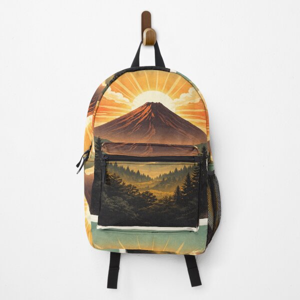 Item preview, Sunrise Volcano Retro Art | Vintage Mountain Landscape Volcano Design designed and sold by Globalcitytees.