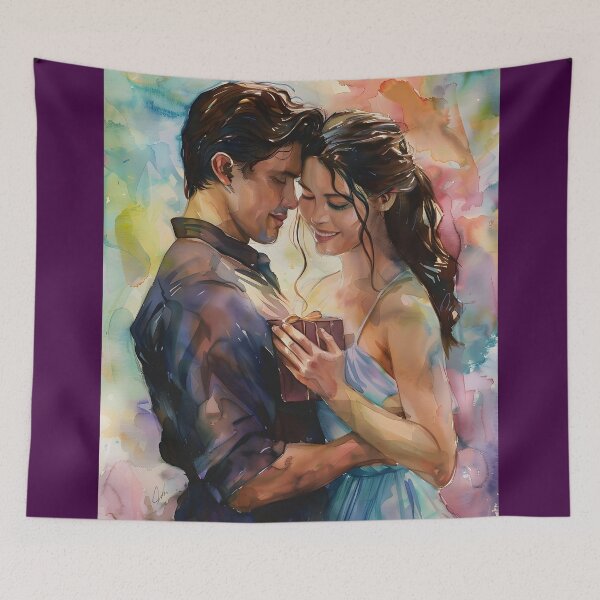 Item preview, Romantic Watercolor Couple Embracing designed and sold by ArgentoArt.