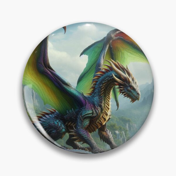 Artikelvorschau, Farbenfroher Drache auf einem Berggipfel – Fantasy-Kunst entworfen und verkauft von kharatsuchita.