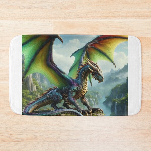 Item preview, Colorful Dragon on Mountain Peak Fantasy Art designed and sold by kharatsuchita.