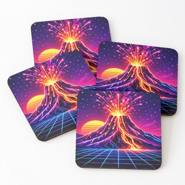 Item preview, Neon Retro Volcano Art | Synthwave Lava Mountain Vaporwave Design designed and sold by Globalcitytees.