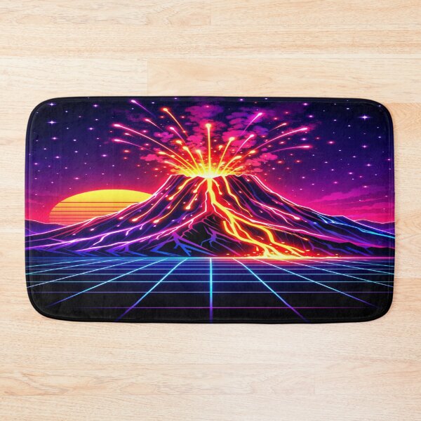 Item preview, Neon Retro Volcano Art | Synthwave Lava Mountain Vaporwave Design designed and sold by Globalcitytees.