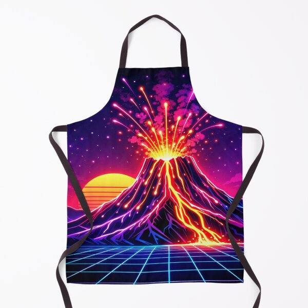 Aperçu de l'œuvre Art néon rétro volcan | Design synthwave montagne de lave vaporwave créée et vendue par Globalcitytees.