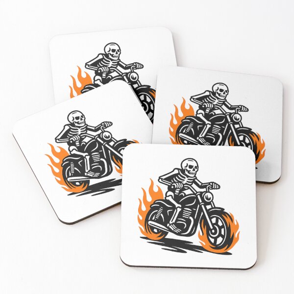Item preview, Skeleton Riding Motorcycle With Flaming Wheels  designed and sold by thalloathiew.