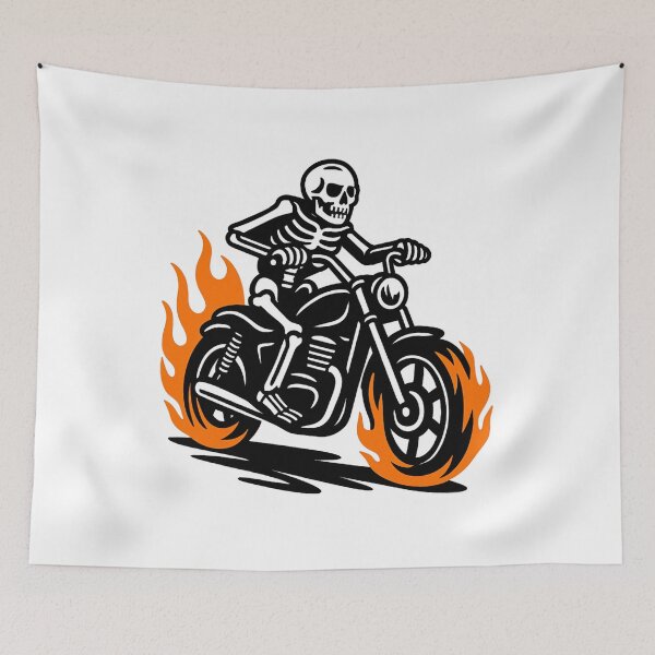 Item preview, Skeleton Riding Motorcycle With Flaming Wheels  designed and sold by thalloathiew.