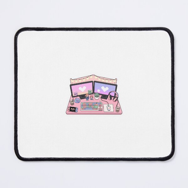 Item preview, Cozy Pink Gamer Desk Aesthetic Sticker designed and sold by VelvetForge.