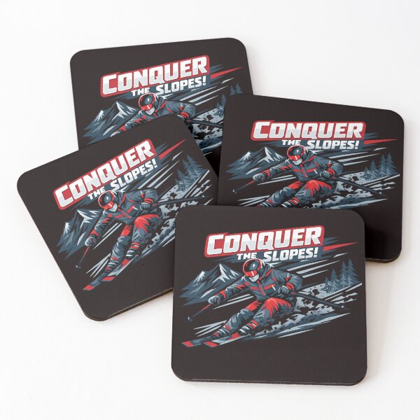 Item preview, Conquer the Slopes – Dynamic Skiing Graphic in Red & Graphite designed and sold by Tadeusz1.