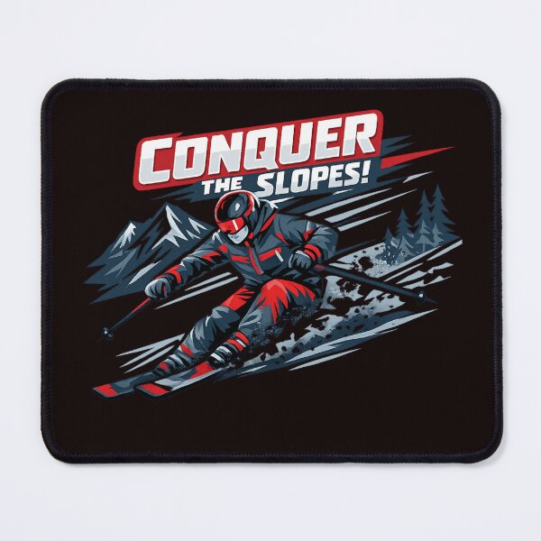 Item preview, Conquer the Slopes – Dynamic Skiing Graphic in Red & Graphite designed and sold by Tadeusz1.