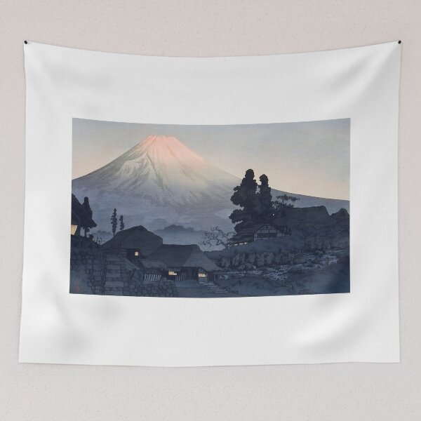 Item preview, Mount Fuji and Village at Night - Hiroaki Takahashi Vintage Print designed and sold by Open Canvas.