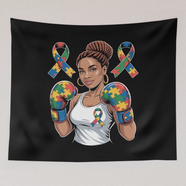 Item preview, African American Black Autism Mom Afro Autism Awareness Mama designed and sold by SIGORDESIGN.