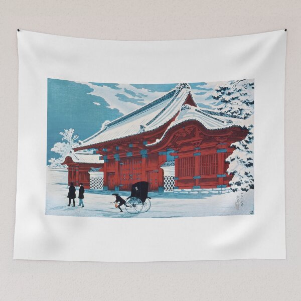 Item preview, Red Gate in Snow (Akamon) - Hiroaki Takahashi Vintage Print designed and sold by Open Canvas.