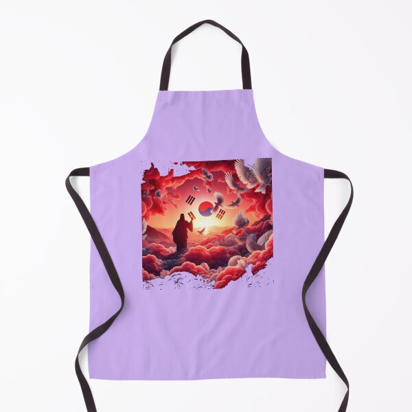 Item preview, Jesus Silhouette in Crimson Sunset Sky – Cute 3D Bird Formation Art with Korea Flag , designed and sold by PaintMeWorld.