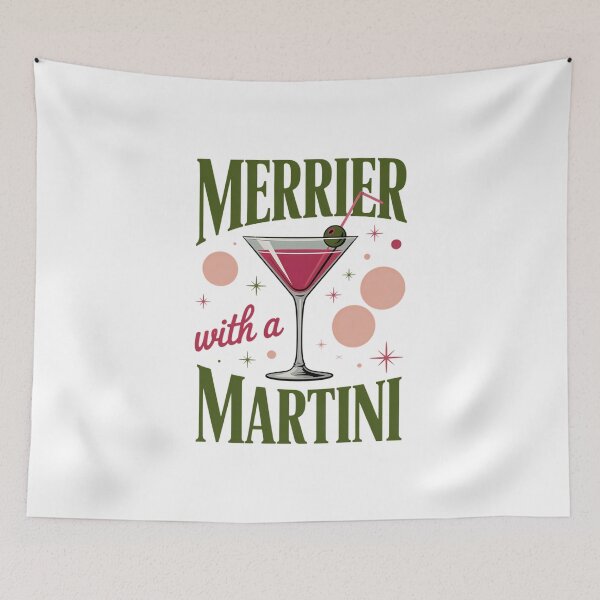 Item preview, Merrier With A Martini Trendy Christmas Martini Christmas Holiday Party Crew designed and sold by FaithAbbott.