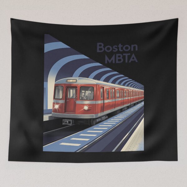 Item preview, Boston MBTA Subway Retro Train City Transit Artwork designed and sold by Rackaam.