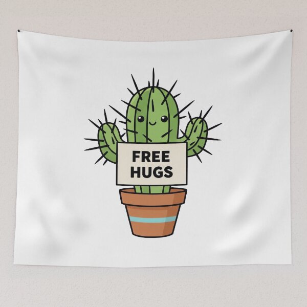 Item preview, Free Hugs Cactus Funny Ironic Introvert Anti-Valentine designed and sold by ARTReMi.