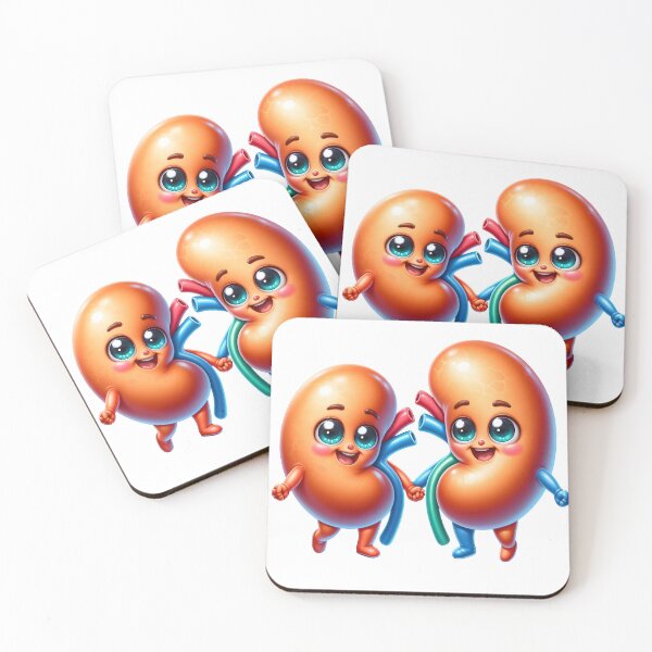Item preview, Cute Medical Kidney Characters with Smiling Faces designed and sold by LunaPixelStudio.
