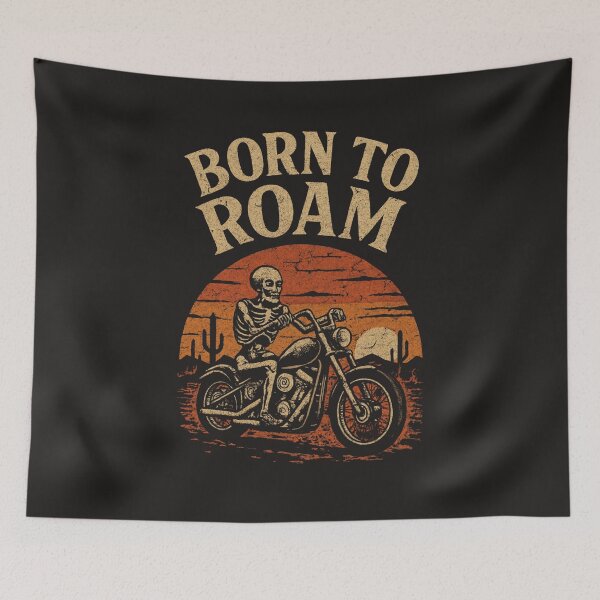 Item preview, Born To Roam Skeleton Biker Vintage Desert Art designed and sold by LakLuxe studio .