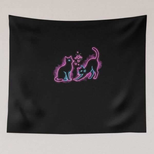 Item preview, Neon Japanese Cat Valentine Love Cyberpunk Art designed and sold by SWEET-TINAPAY.