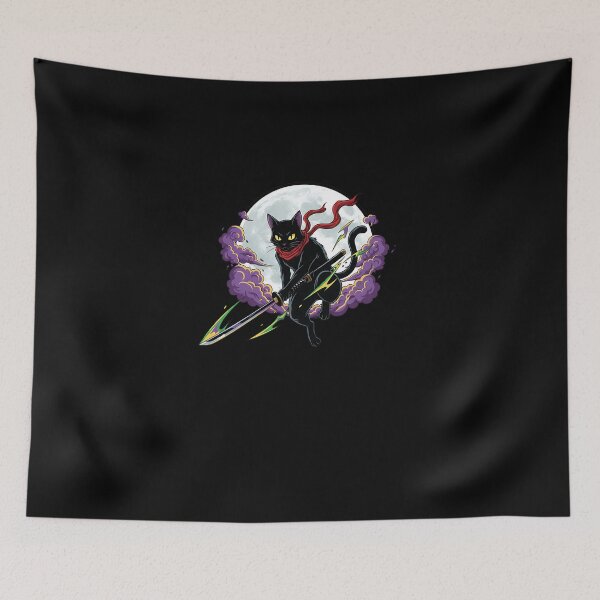 Item preview, Ninja Cat Mardi Gras – Japanese Moon Assassin Cat  designed and sold by SWEET-TINAPAY.