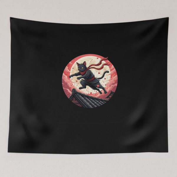 Item preview, Ninja Cat Valentine – Dark Japanese Assassin Cat Moon  designed and sold by SWEET-TINAPAY.
