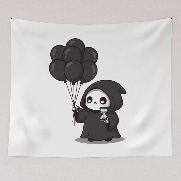 Item preview, Cute Grim Reaper With Black Balloons Spooky Anti-Valentine designed and sold by ARTReMi.