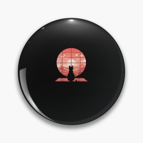 Item preview, Romantic Japanese Cat Valentine Moon Window Minimal Art  designed and sold by SWEET-TINAPAY.