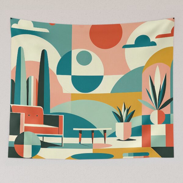 Item preview, Mid Century Modern Geometric Living Room Abstract designed and sold by InkSmithery.